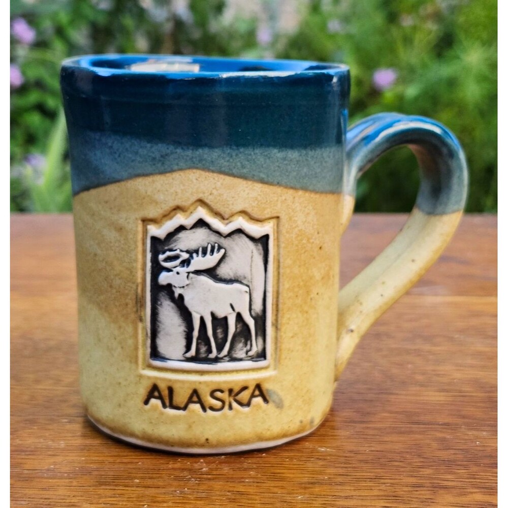 Vintage Cold Mountain Pottery Alaska Moose Mug Stoneware Studio Art Collectible